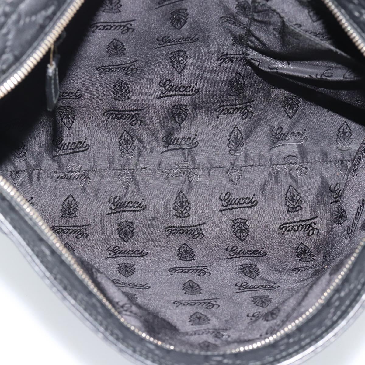 GUCCI GG Canvas Guccissima Shoulder Bag Leather Black Gold 201446 Auth mr2717