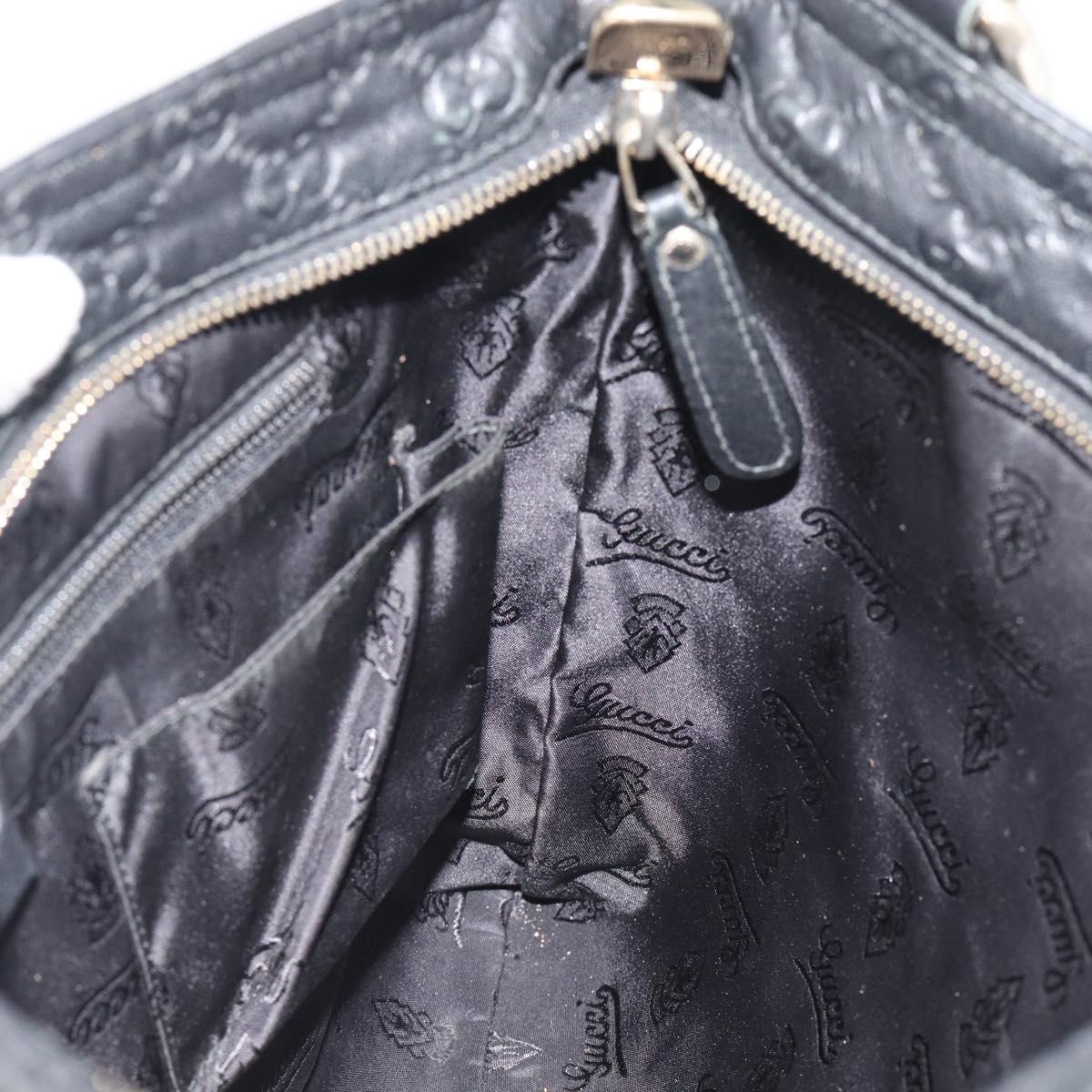 GUCCI GG Canvas Guccissima Shoulder Bag Leather Black Gold 201446 Auth mr2717