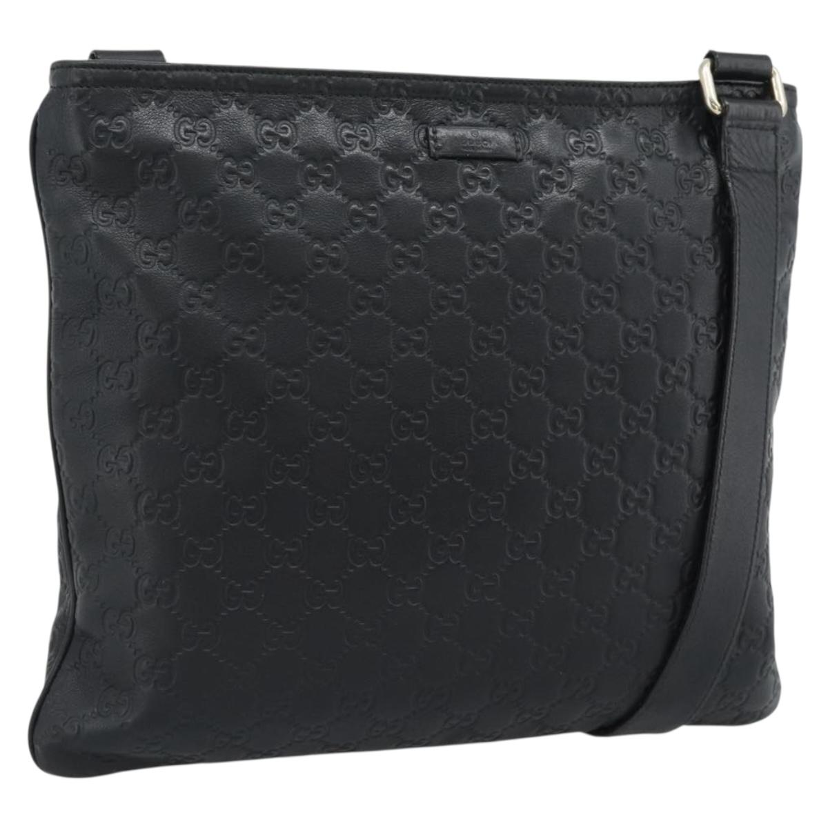 GUCCI GG Canvas Guccissima Shoulder Bag Leather Black Gold 201446 Auth mr2717