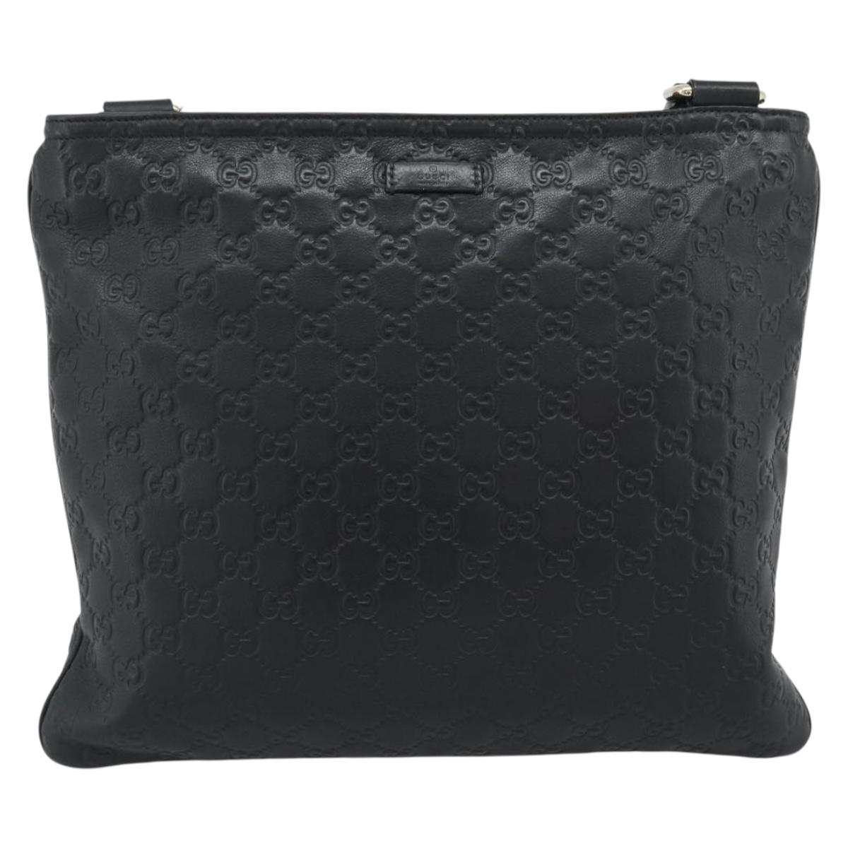 GUCCI GG Canvas Guccissima Shoulder Bag Leather Black Gold 201446 Auth mr2717