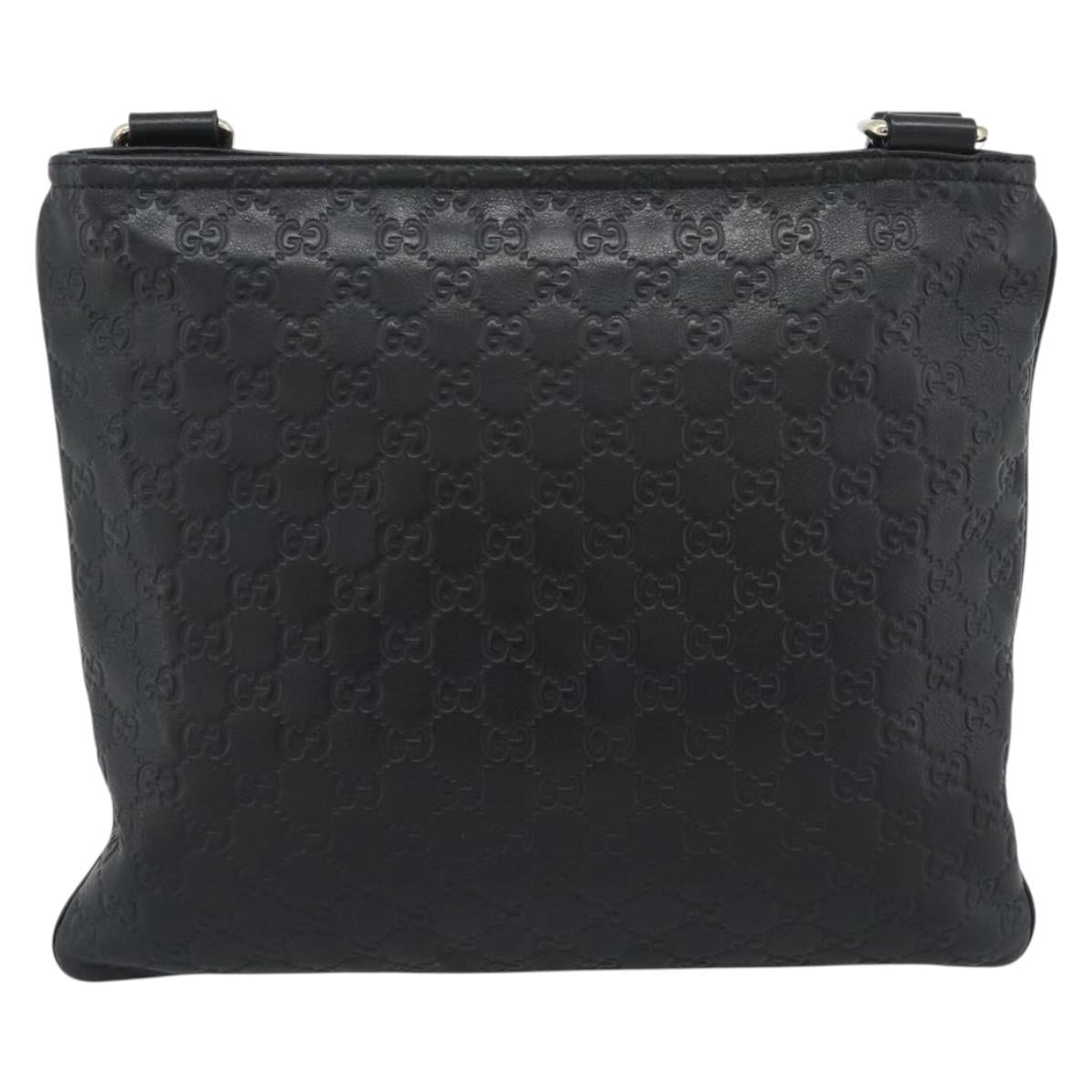 GUCCI GG Canvas Guccissima Shoulder Bag Leather Black Gold 201446 Auth mr2717