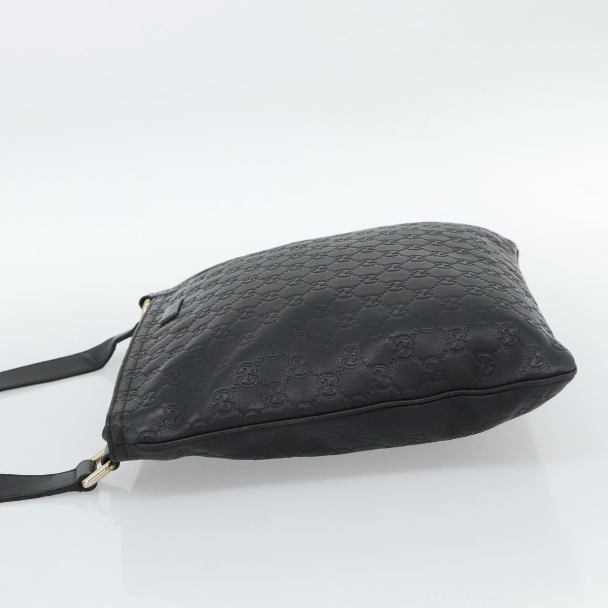 GUCCI GG Canvas Guccissima Shoulder Bag Leather Black Gold 201446 Auth mr2717
