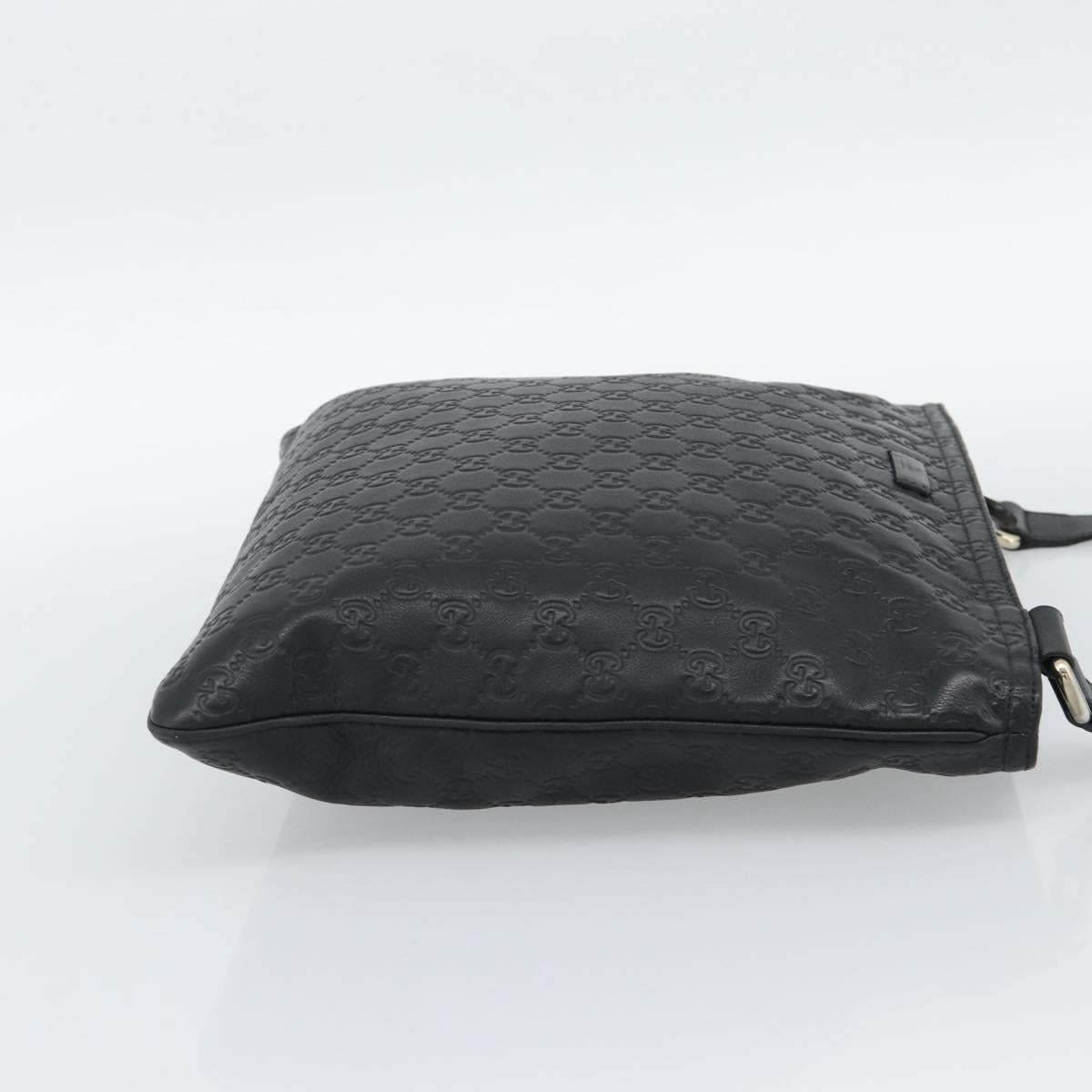 GUCCI GG Canvas Guccissima Shoulder Bag Leather Black Gold 201446 Auth mr2717