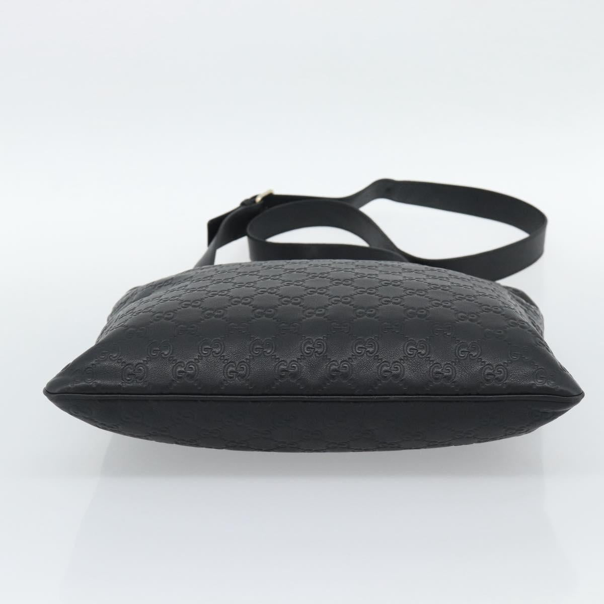 GUCCI GG Canvas Guccissima Shoulder Bag Leather Black Gold 201446 Auth mr2717