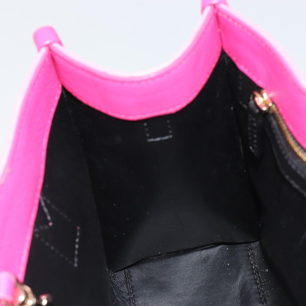 MCM Vicetos Logogram Hand Bag PVC Leather 2way Pink Gold Auth mr2718A