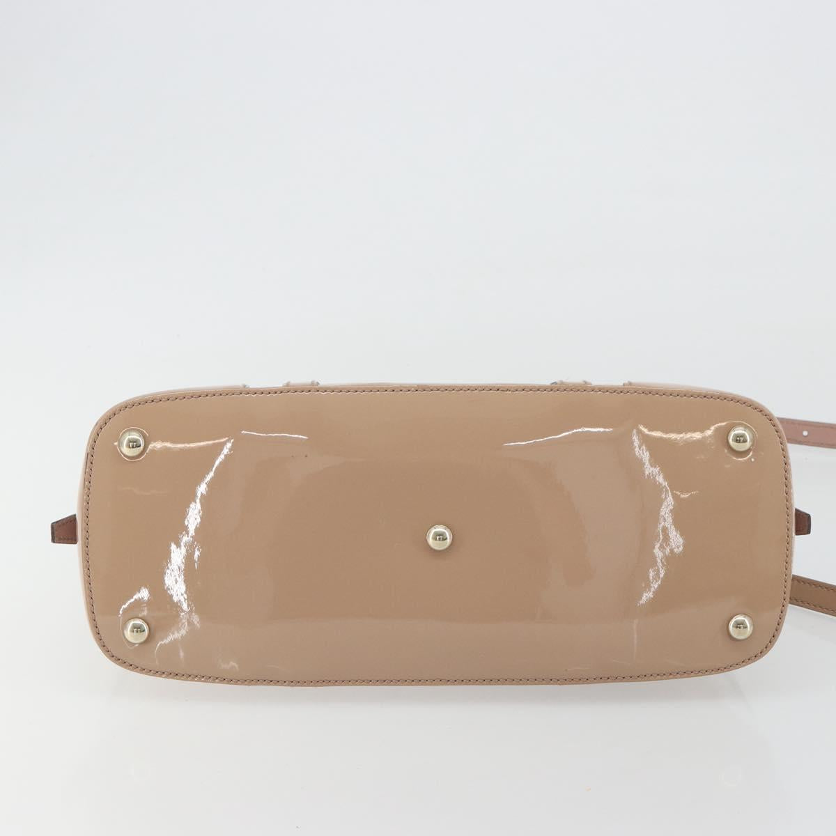 GUCCI Micro GG Canvas Guccissima Bag Patent Leather 2way Pink Beige Auth mr2719