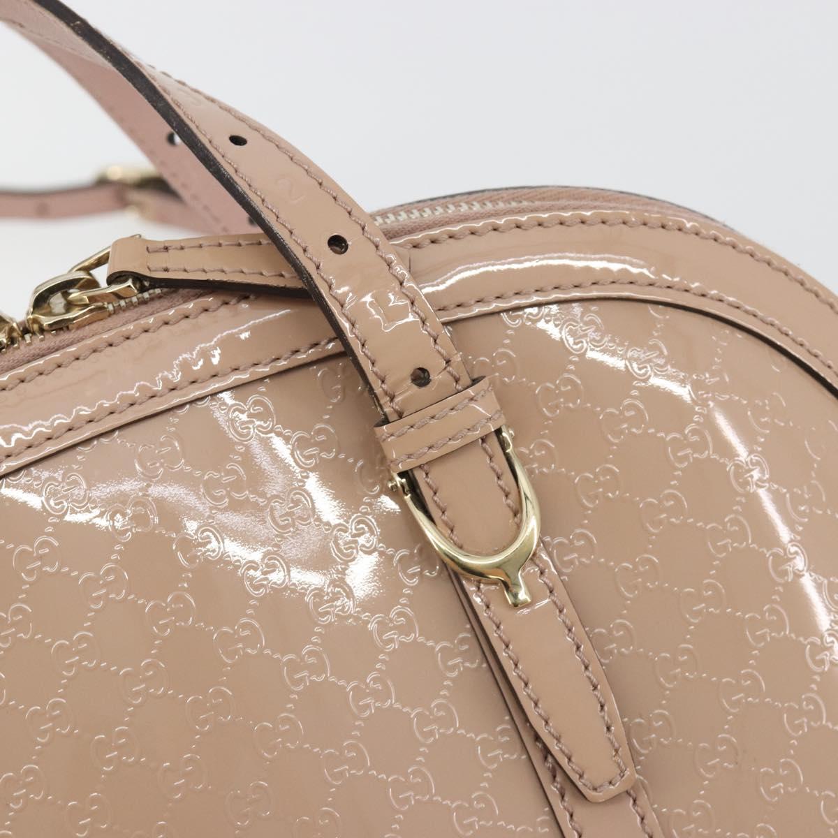 GUCCI Micro GG Canvas Guccissima Bag Patent Leather 2way Pink Beige Auth mr2719
