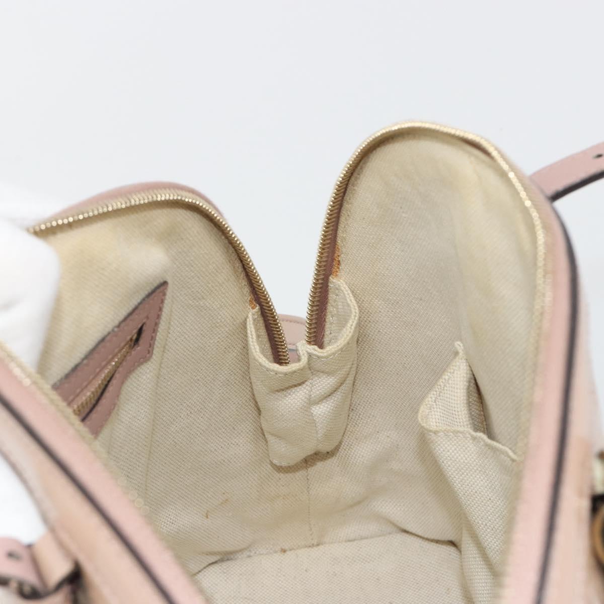 GUCCI Micro GG Canvas Guccissima Bag Patent Leather 2way Pink Beige Auth mr2719