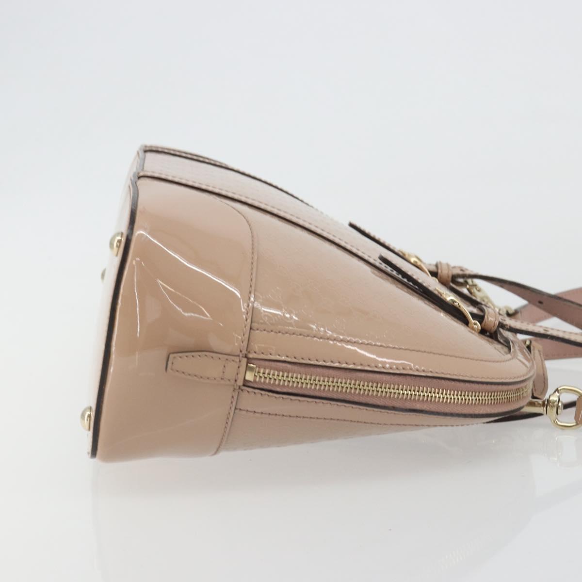 GUCCI Micro GG Canvas Guccissima Bag Patent Leather 2way Pink Beige Auth mr2719