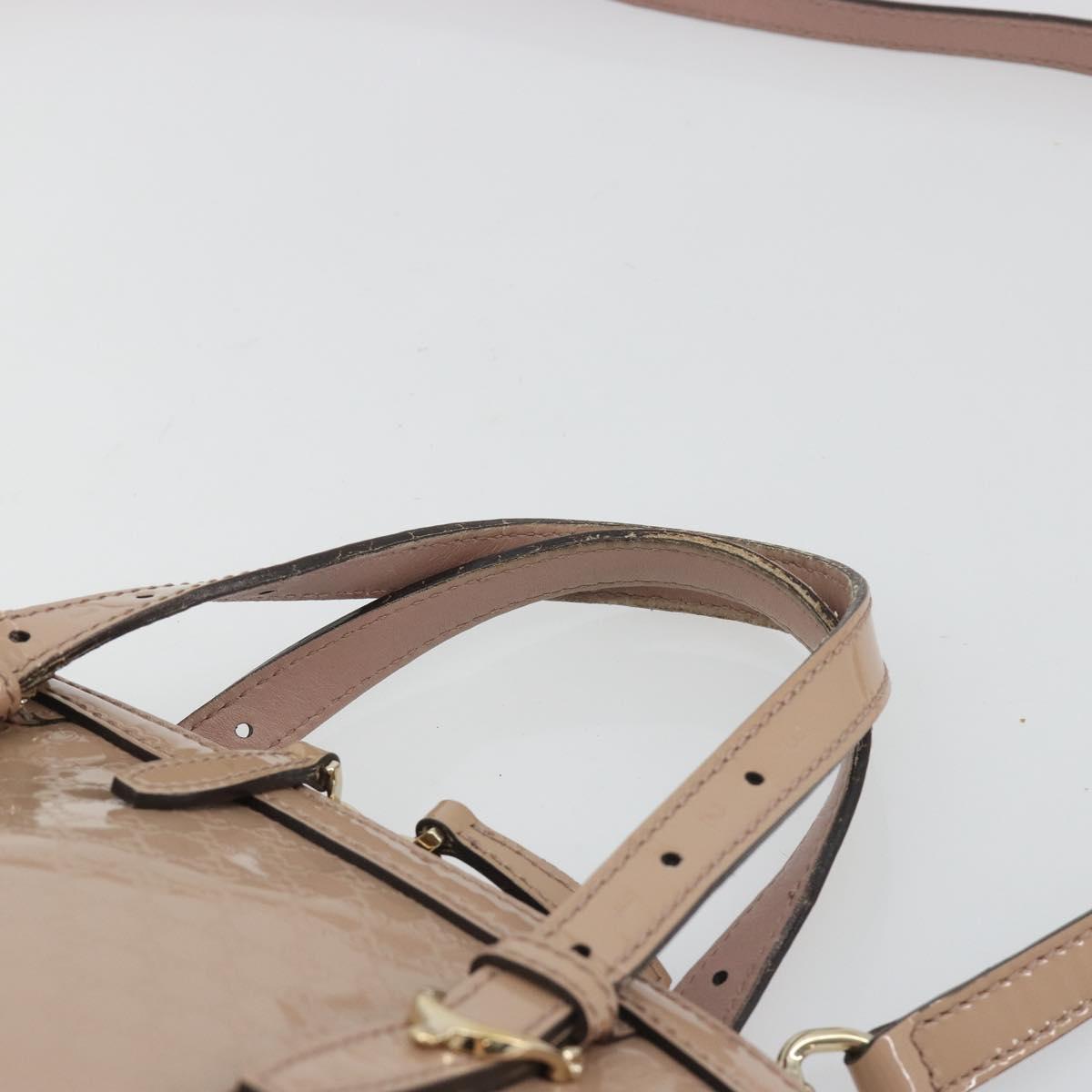 GUCCI Micro GG Canvas Guccissima Bag Patent Leather 2way Pink Beige Auth mr2719