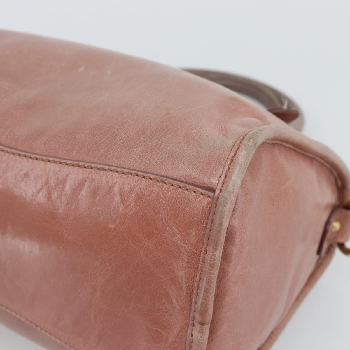 Miu Miu Hand Bag Leather Pink Gold Auth mr2722