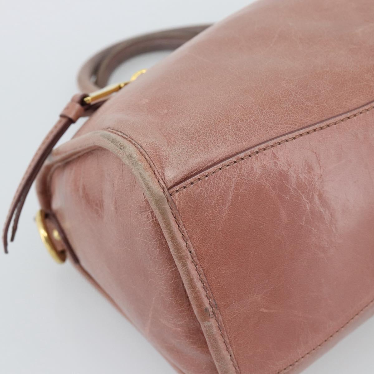 Miu Miu Hand Bag Leather Pink Gold Auth mr2722