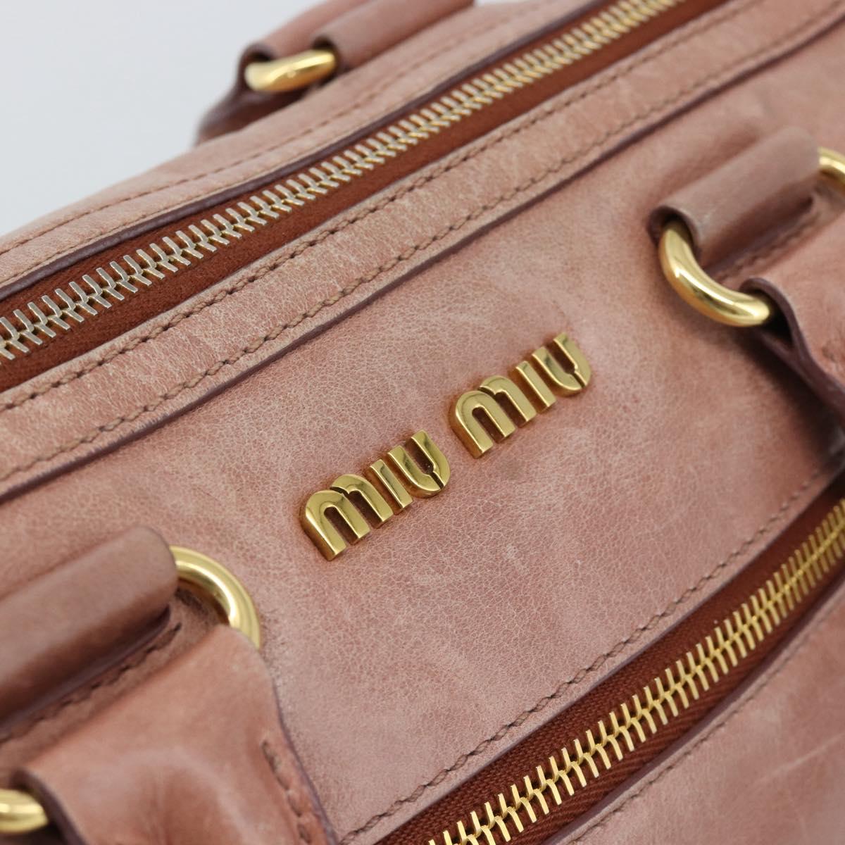 Miu Miu Hand Bag Leather Pink Gold Auth mr2722