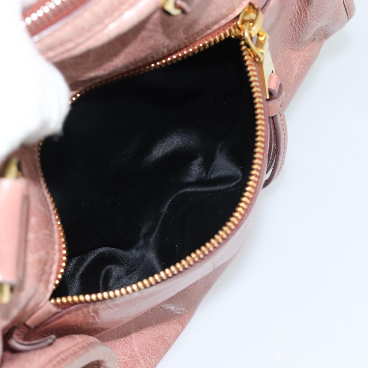 Miu Miu Hand Bag Leather Pink Gold Auth mr2722