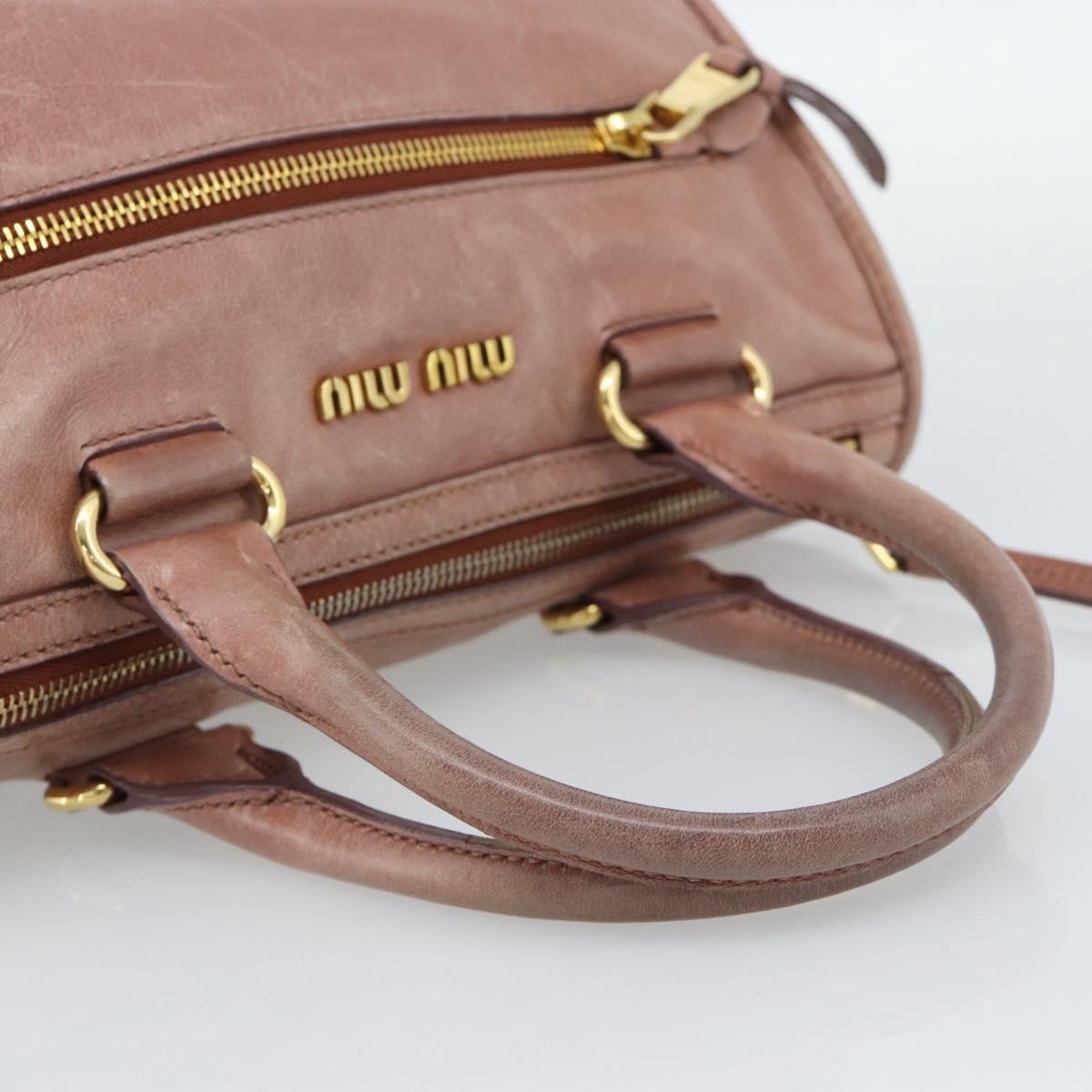 Miu Miu Hand Bag Leather Pink Gold Auth mr2722