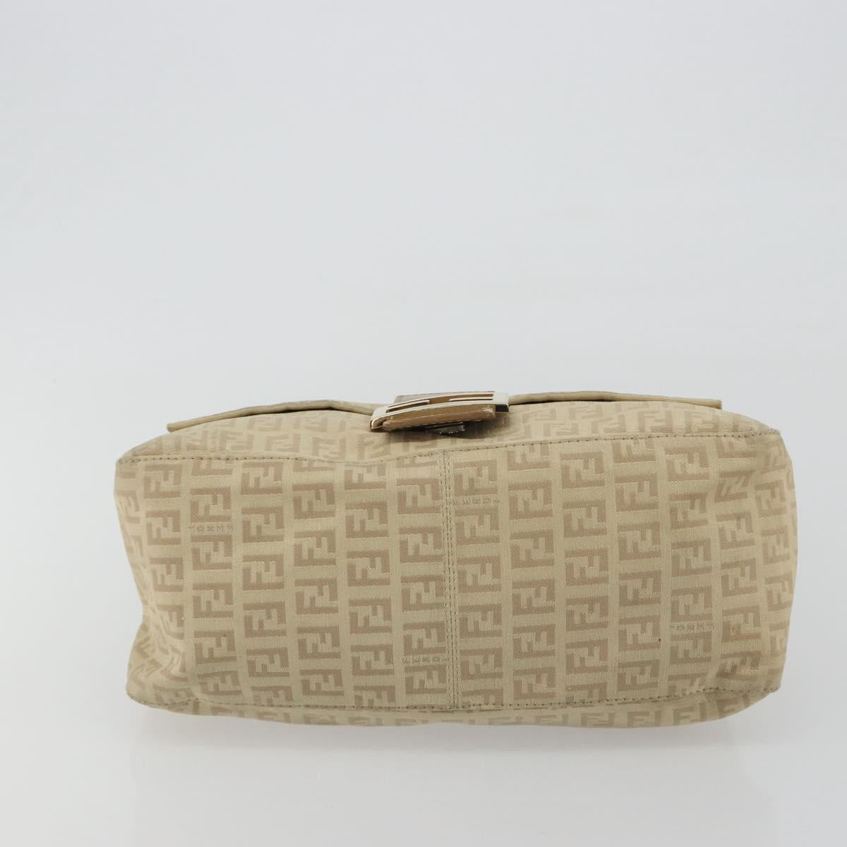 FENDI Zucchino Canvas Mamma Baguette Hand Bag Beige Gold Auth mr2723