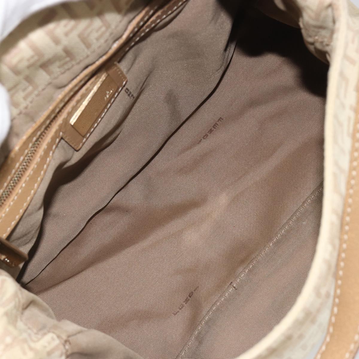FENDI Zucchino Canvas Mamma Baguette Hand Bag Beige Gold Auth mr2723