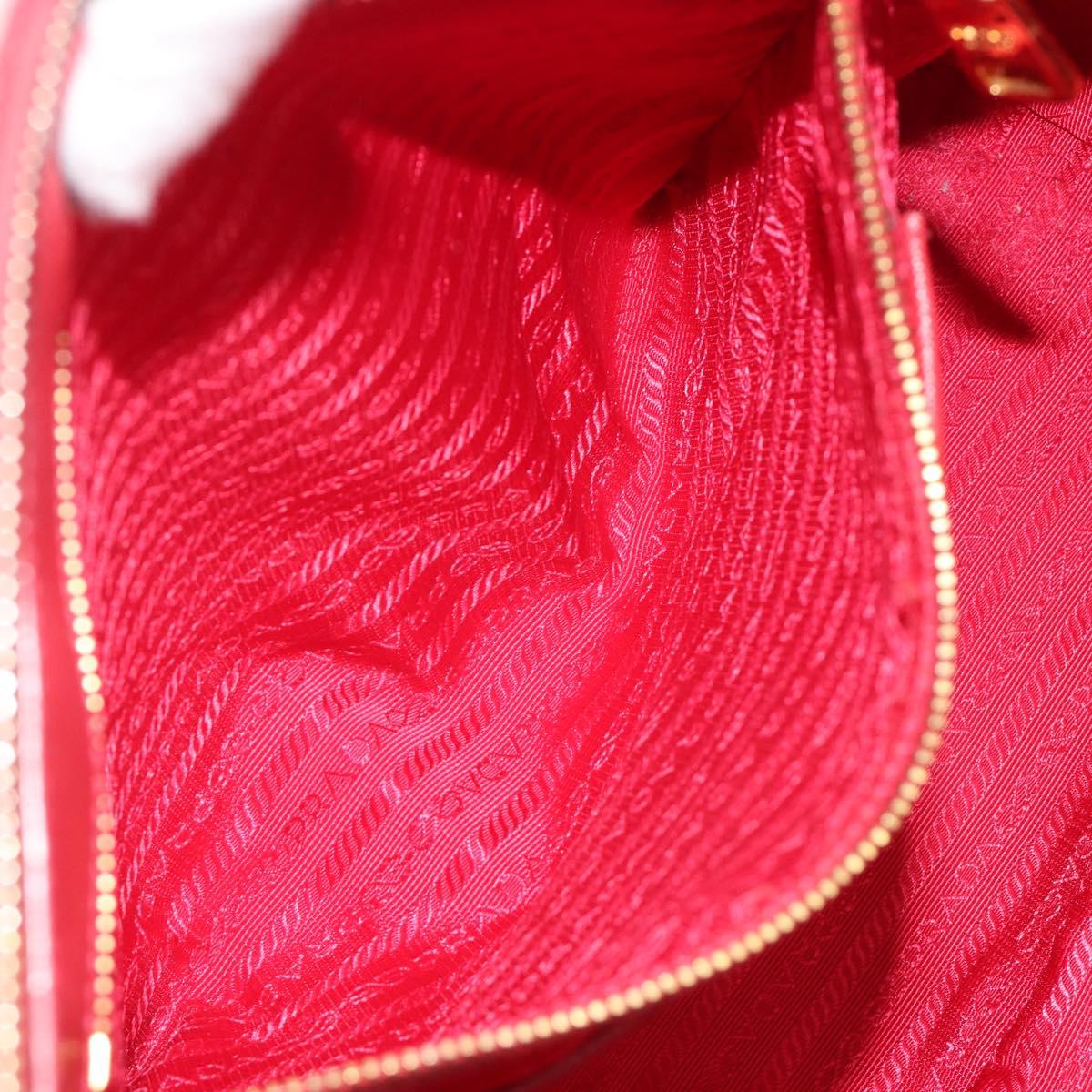 PRADA Hand Bag Safiano Leather Red Gold Auth mr2724