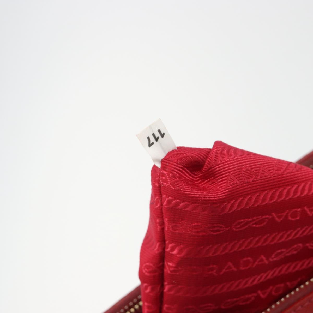 PRADA Hand Bag Safiano Leather Red Gold Auth mr2724