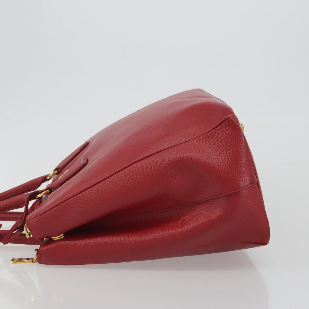 PRADA Hand Bag Safiano Leather Red Gold Auth mr2724