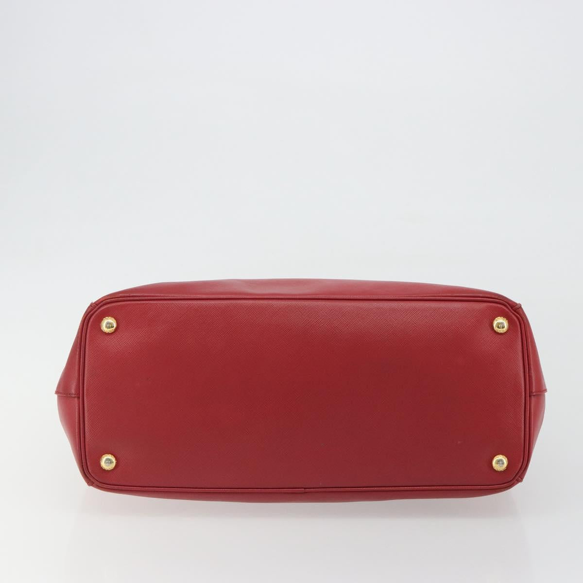 PRADA Hand Bag Safiano Leather Red Gold Auth mr2724