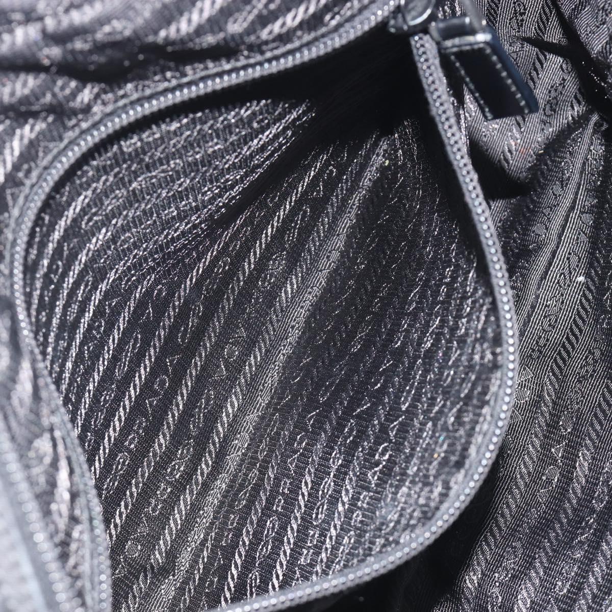 PRADA Shoulder Bag Nylon Black Silver Auth mr2725A