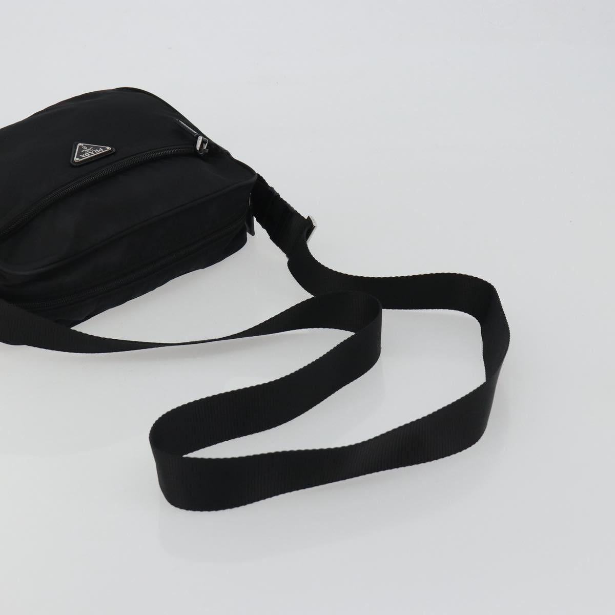 PRADA Shoulder Bag Nylon Black Silver Auth mr2725A