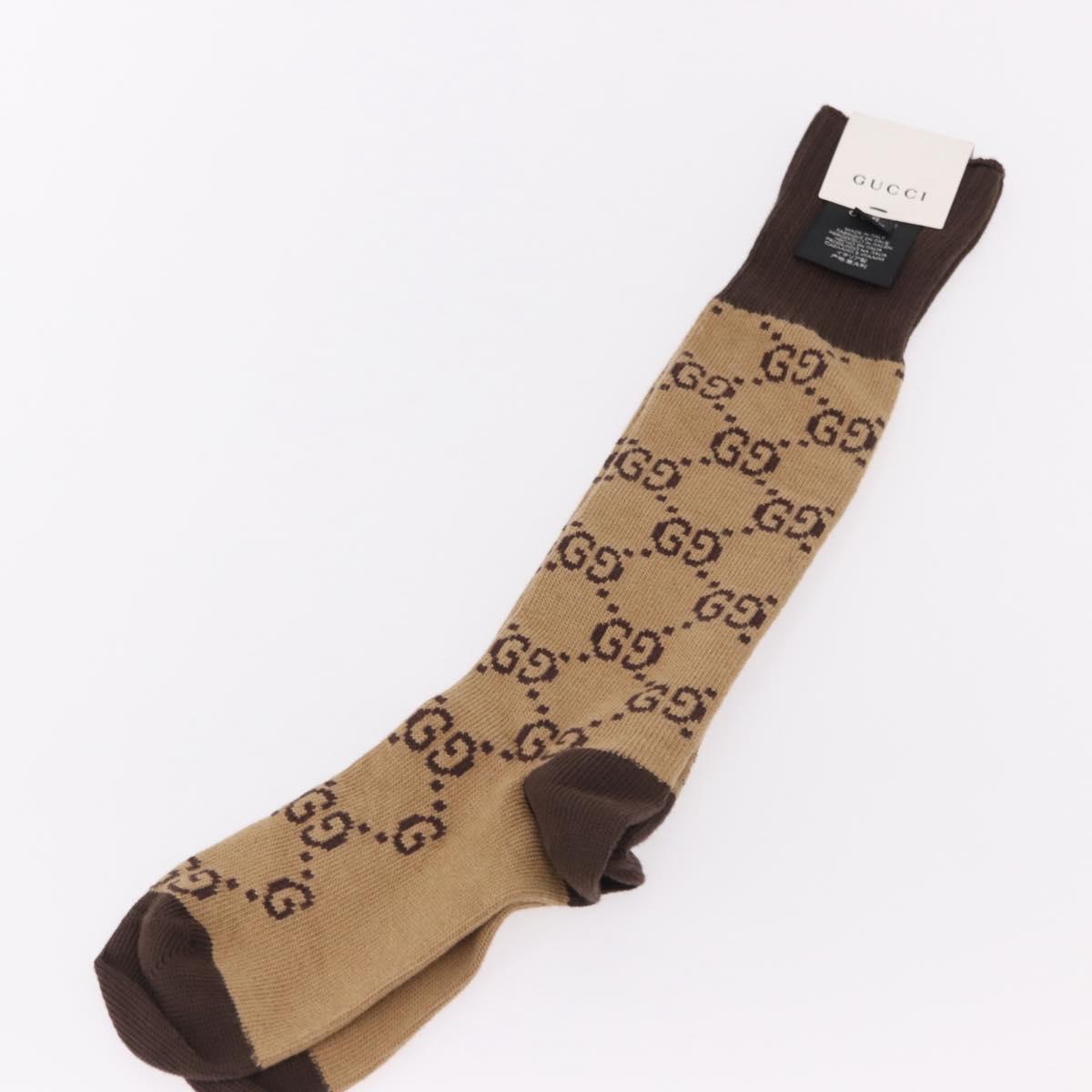 GUCCI Socks Cotton Set of 4 Pairs Beige Brown Navy Auth mr2726