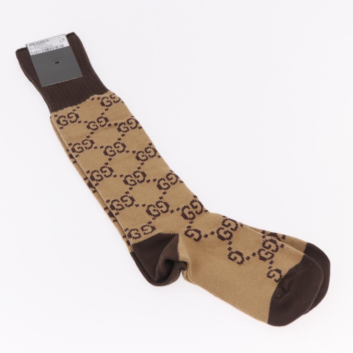 GUCCI Socks Cotton Set of 4 Pairs Beige Brown Navy Auth mr2726