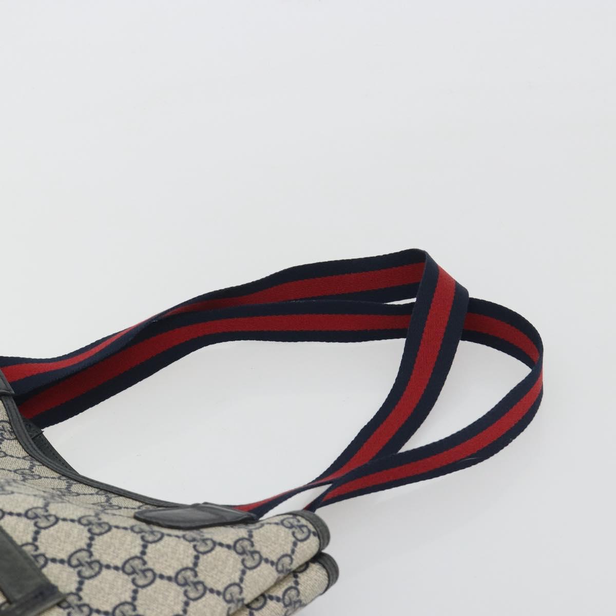 GUCCI GG Supreme Sherry Line Tote Bag PVC Navy Gold 40 02 003 Auth mr2727