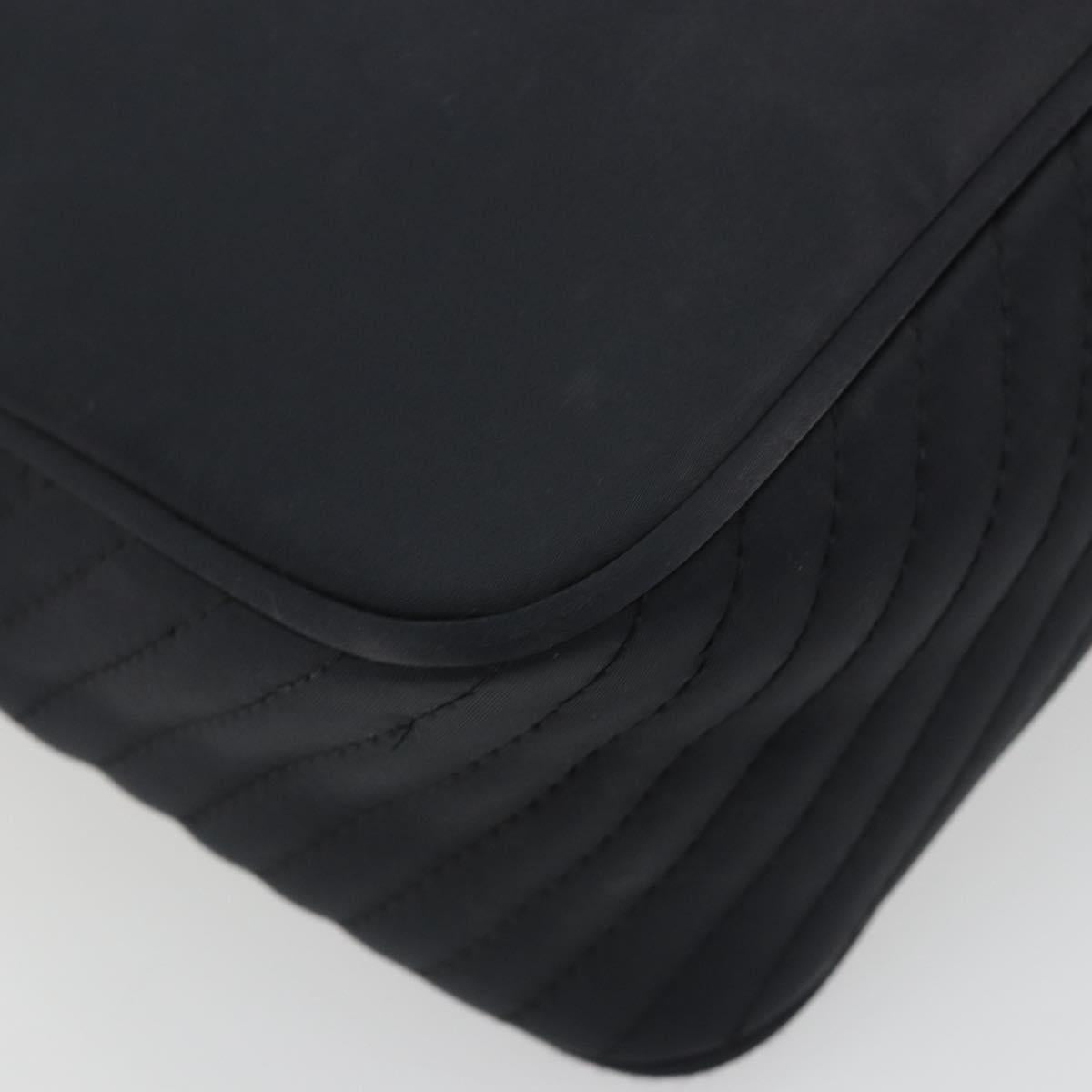 SAINT LAURENT Hand Bag Nylon Black Gold Auth mr2728