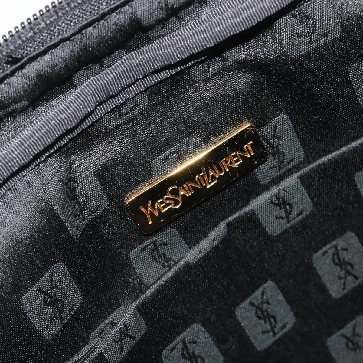 SAINT LAURENT Hand Bag Nylon Black Gold Auth mr2728