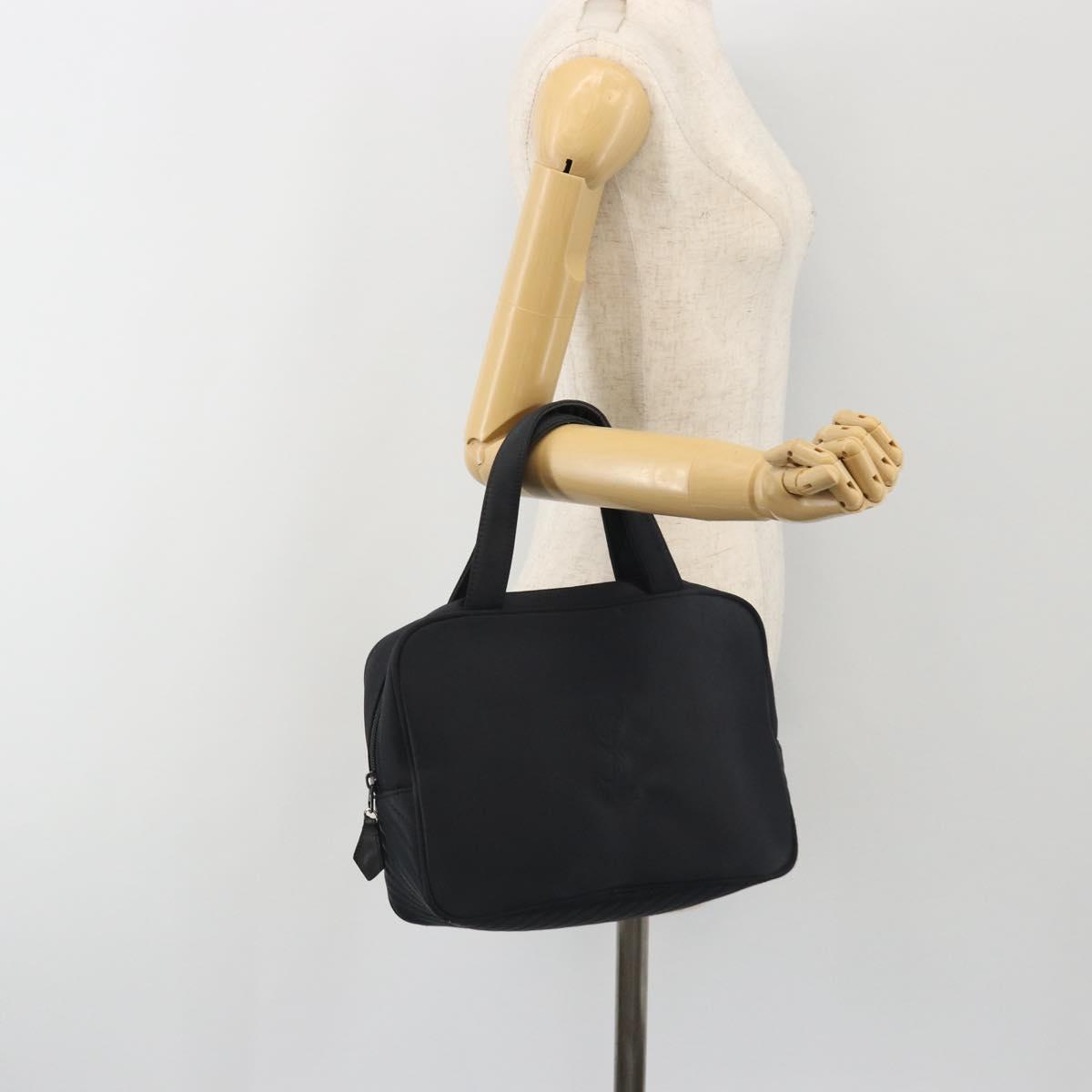 SAINT LAURENT Hand Bag Nylon Black Gold Auth mr2728
