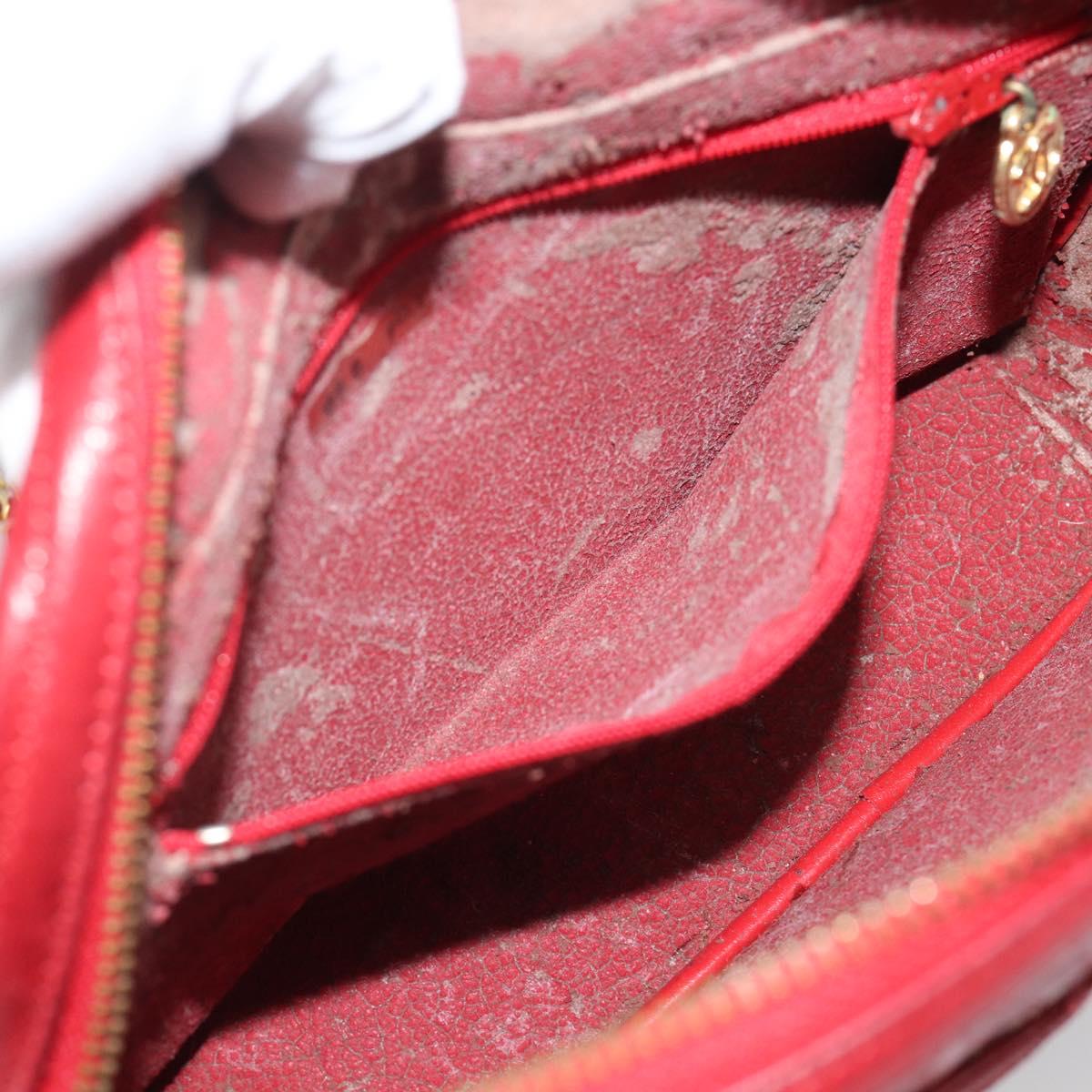 CHANEL Matelasse Chain Shoulder Bag Leather Red Gold CC Auth mr2729