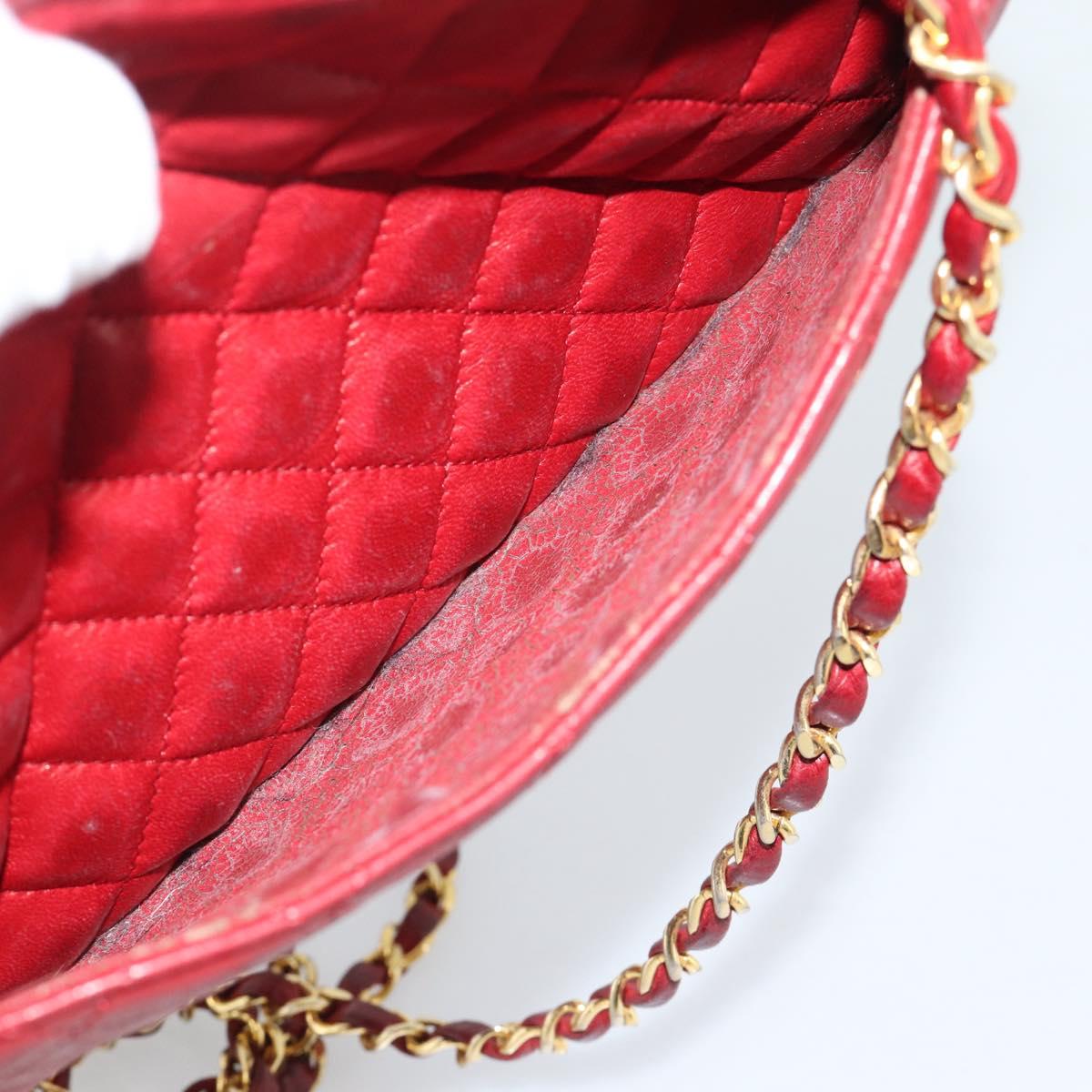 CHANEL Matelasse Chain Shoulder Bag Leather Red Gold CC Auth mr2729