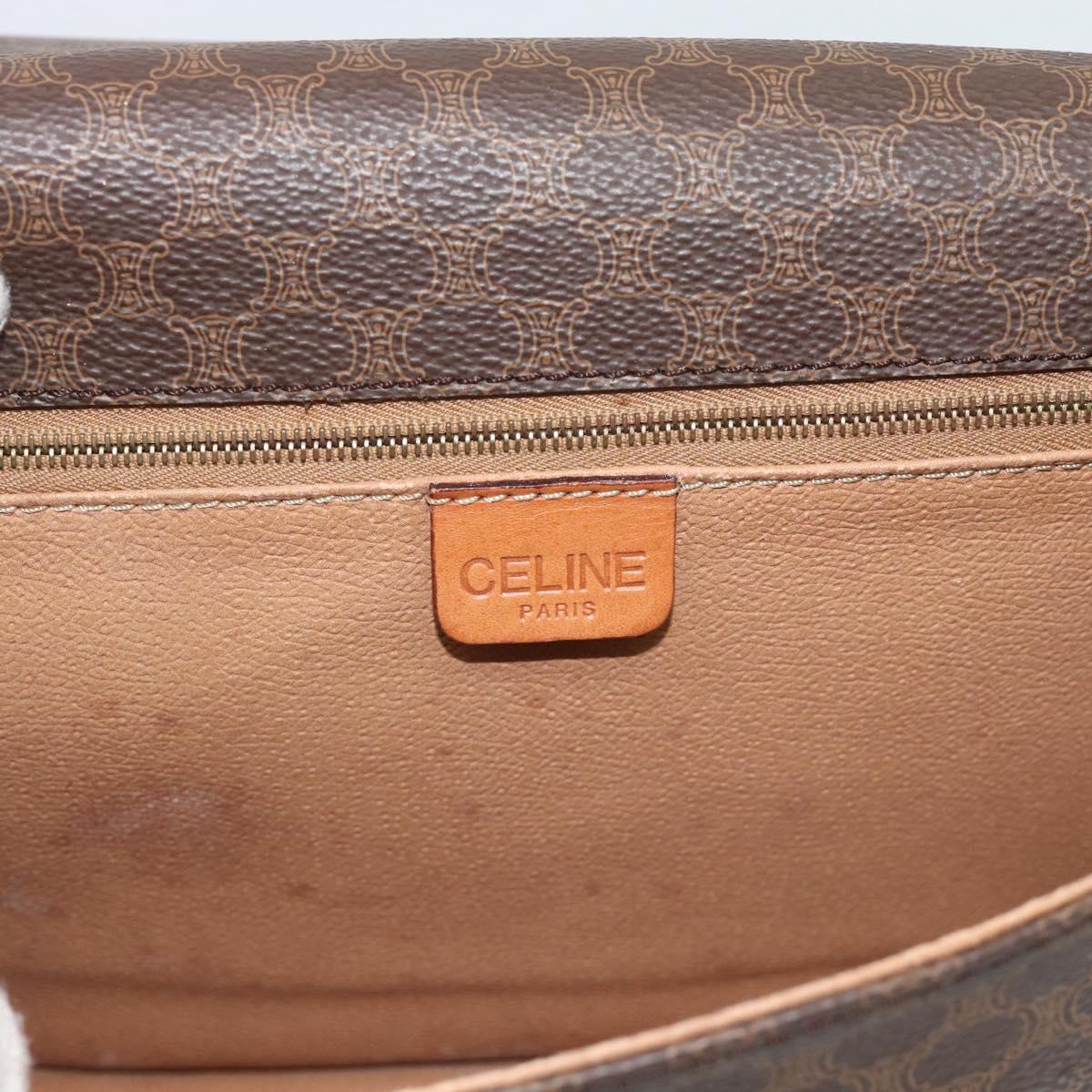 CELINE Macadam Canvas Shoulder Bag PVC Leather Brown Gold Auth mr2732