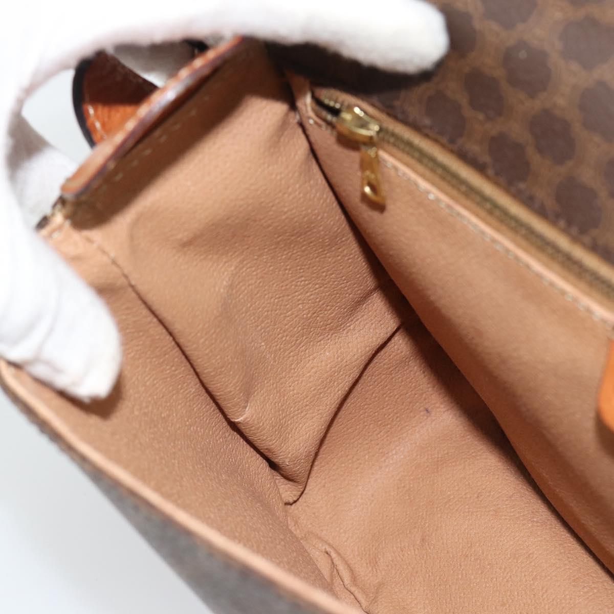 CELINE Macadam Canvas Shoulder Bag PVC Leather Brown Gold Auth mr2732