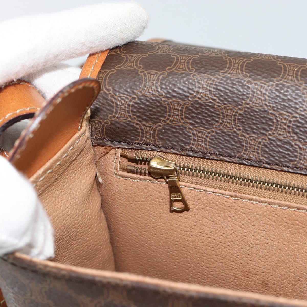 CELINE Macadam Canvas Shoulder Bag PVC Leather Brown Gold Auth mr2732