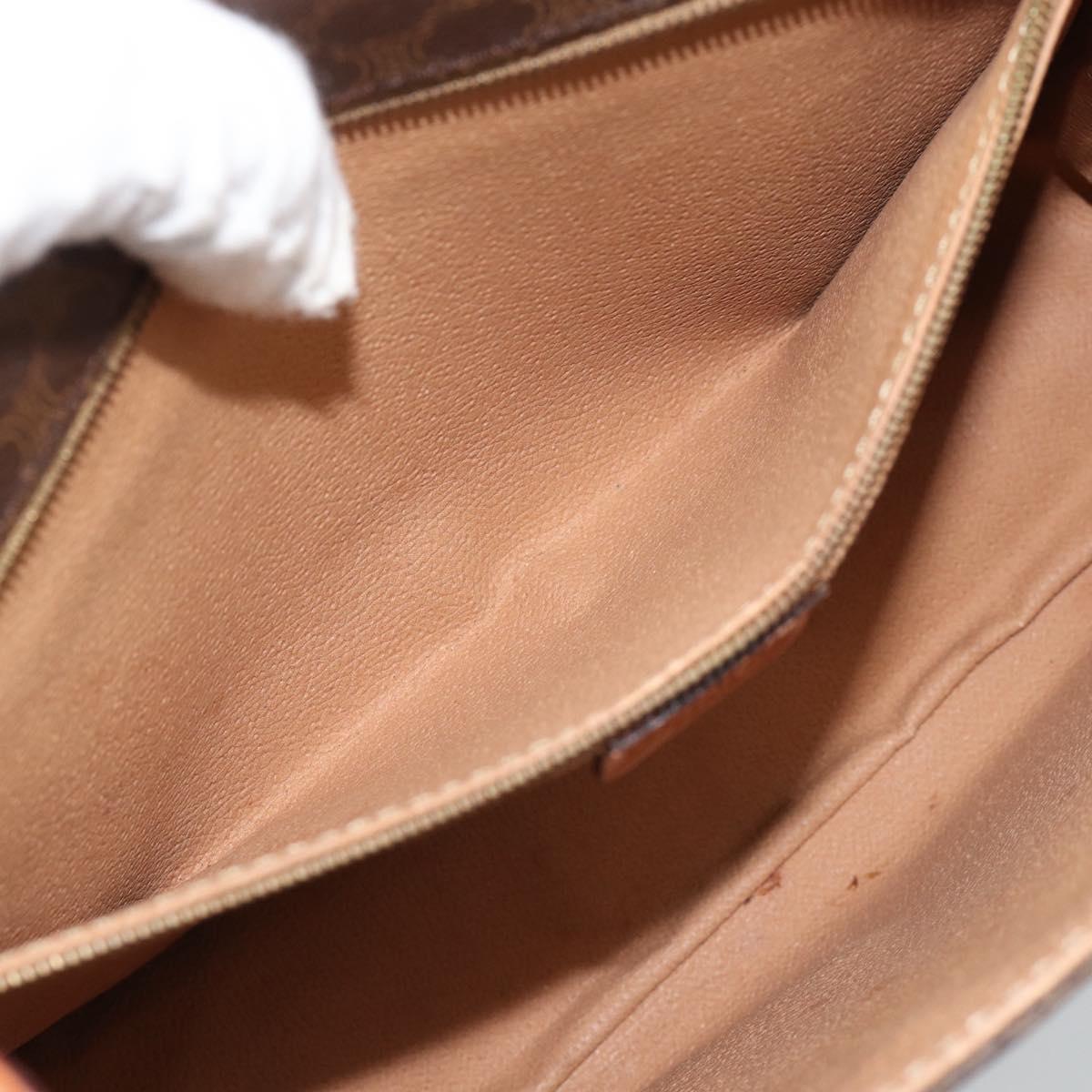 CELINE Macadam Canvas Shoulder Bag PVC Leather Brown Gold Auth mr2732