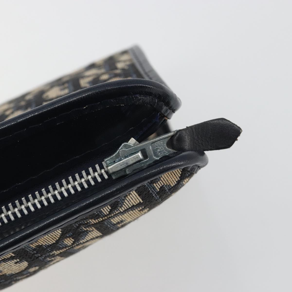 Christian Dior Trotter Canvas Clutch Bag Navy Silver Auth mr2733