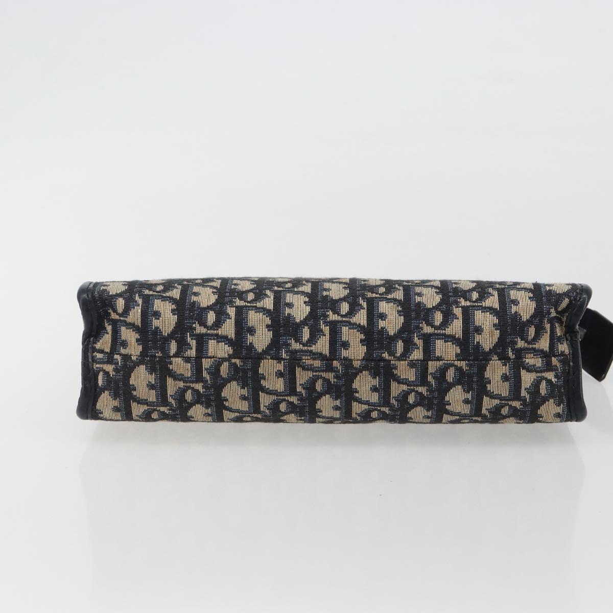 Christian Dior Trotter Canvas Clutch Bag Navy Silver Auth mr2733
