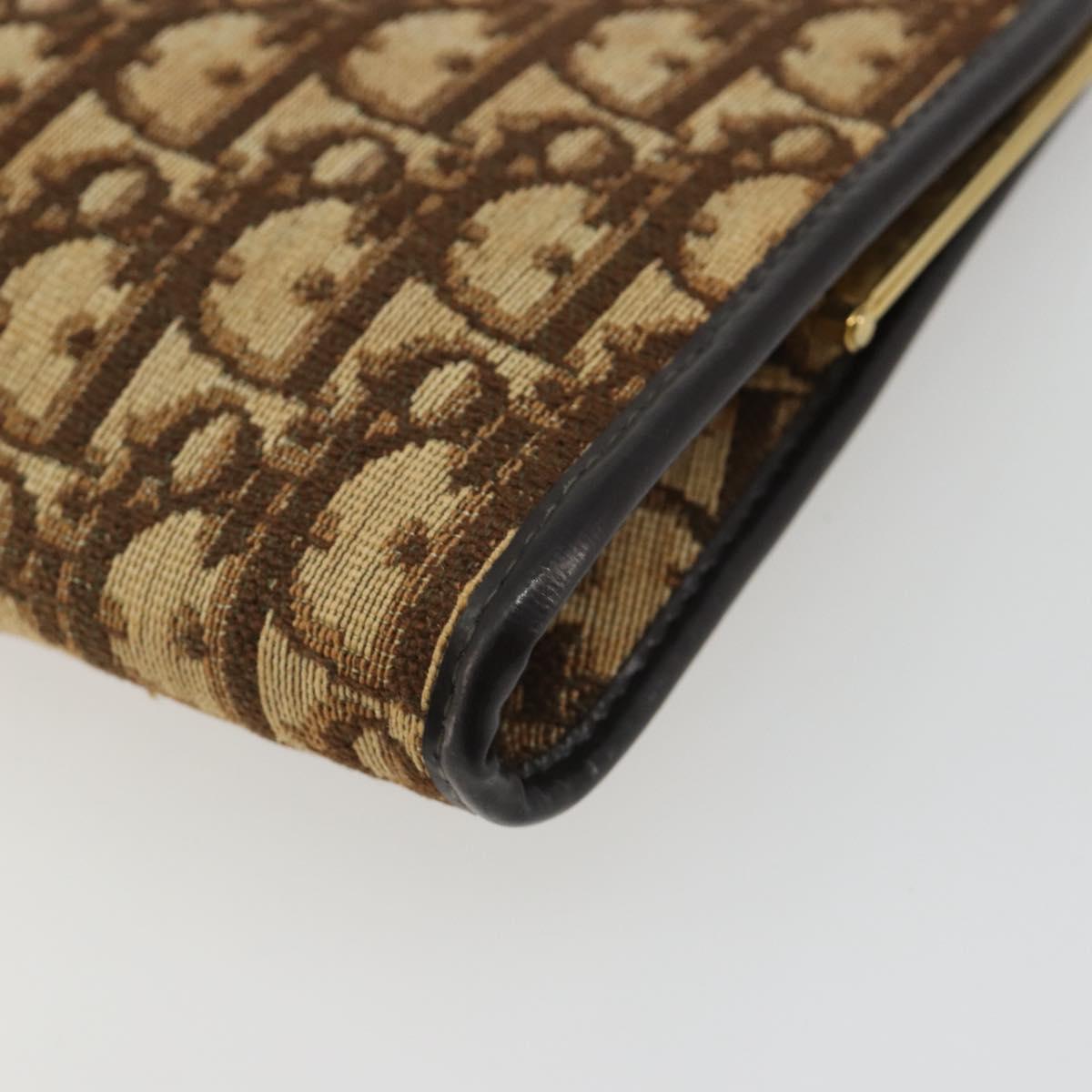 Christian Dior Trotter Canvas Clutch Bag Brown Gold Auth mr2734A