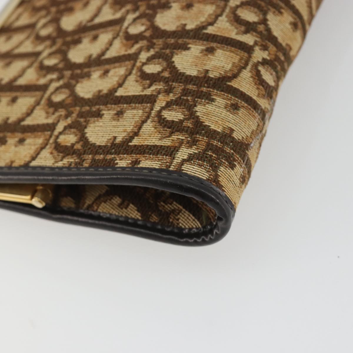 Christian Dior Trotter Canvas Clutch Bag Brown Gold Auth mr2734A