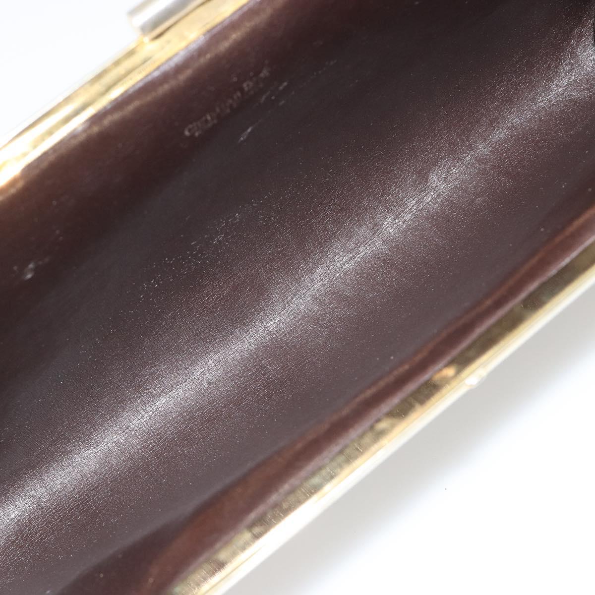 Christian Dior Trotter Canvas Clutch Bag Brown Gold Auth mr2734A