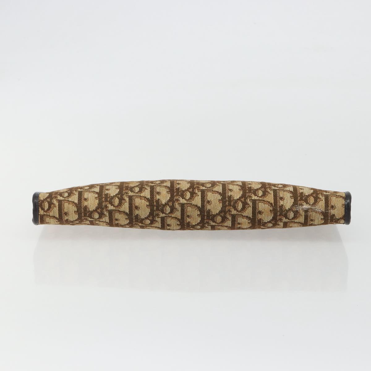 Christian Dior Trotter Canvas Clutch Bag Brown Gold Auth mr2734A