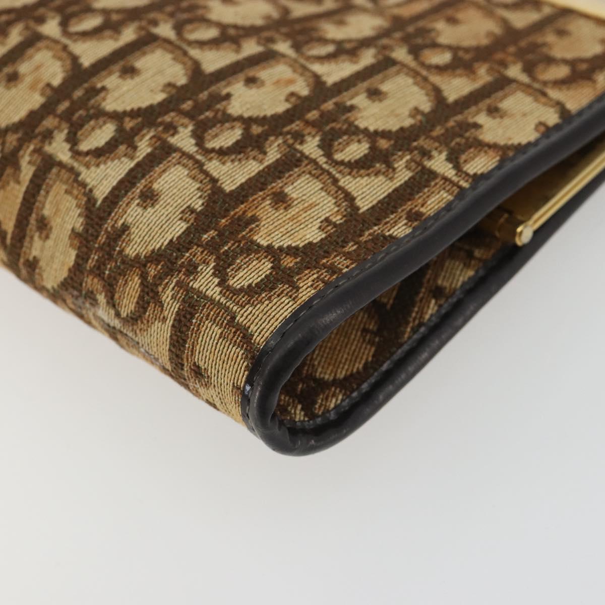 Christian Dior Trotter Canvas Clutch Bag Brown Gold Auth mr2734A