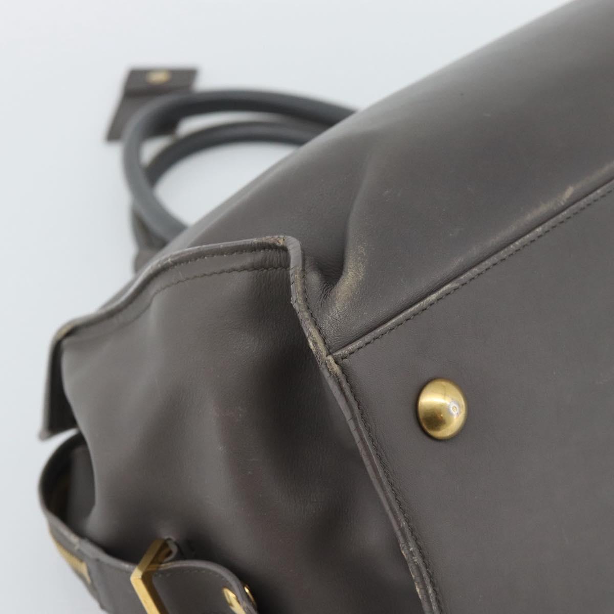 SAINT LAURENT Cabas Hand Bag Leather Gray Gold Auth mr2735A