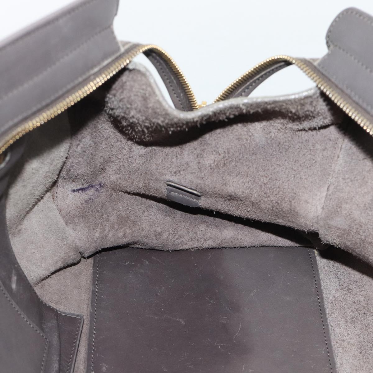 SAINT LAURENT Cabas Hand Bag Leather Gray Gold Auth mr2735A