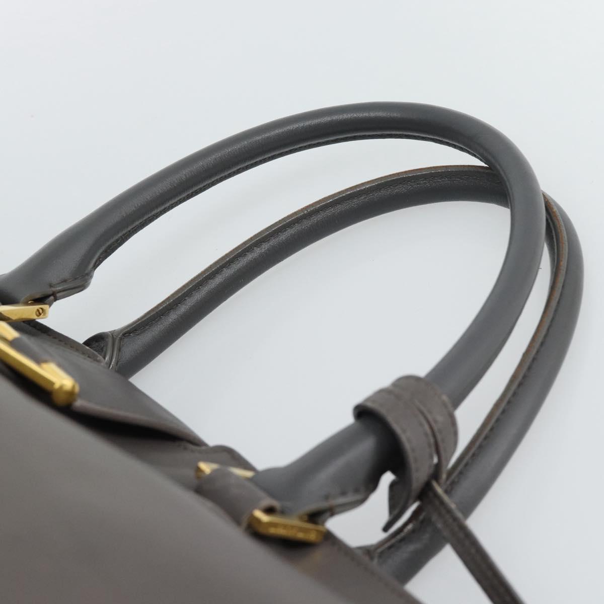 SAINT LAURENT Cabas Hand Bag Leather Gray Gold Auth mr2735A