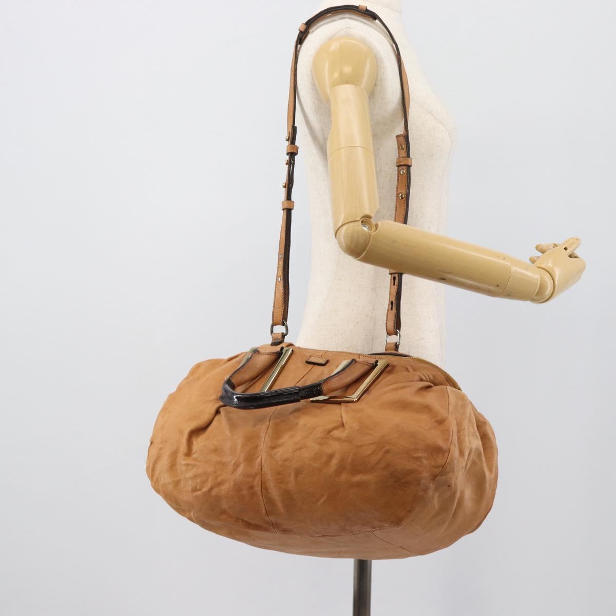 Chloe Etel Shoulder Bag Leather 2way Brown Gold Auth mr2737